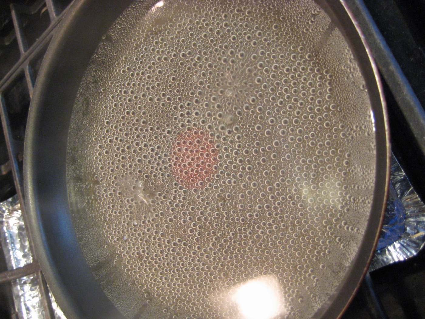 heating water to a sheen